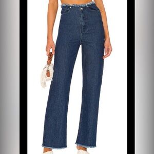 WeWoreWhat Frayed Straight Jeans in True Blue